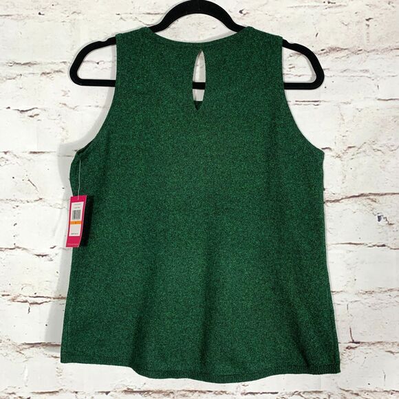 Vince Camuto Green Sleeveless Knit Top Size Small Classic Keyhole Lined Tank - Picture 2 of 6